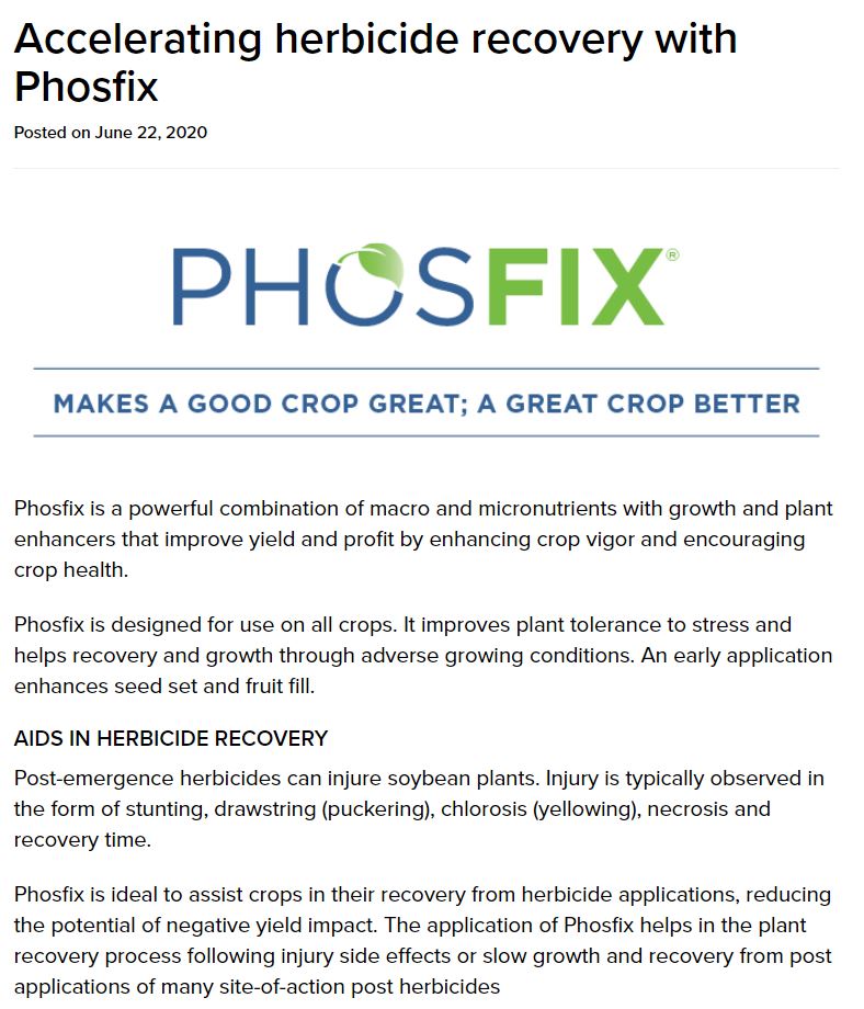 Accelerating herbicide recovery with Phosfix